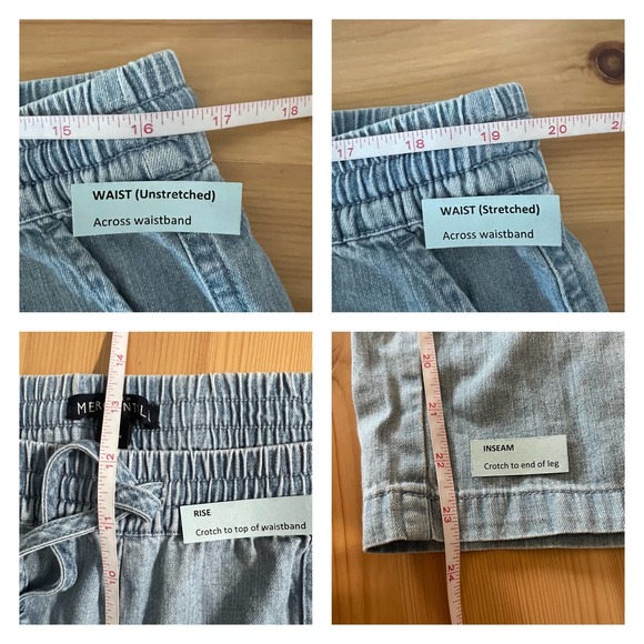 J. Crew Mercantile Chambray Pants Size M Drawstring Pockets Wide Leg Cropped - Picture 5 of 8